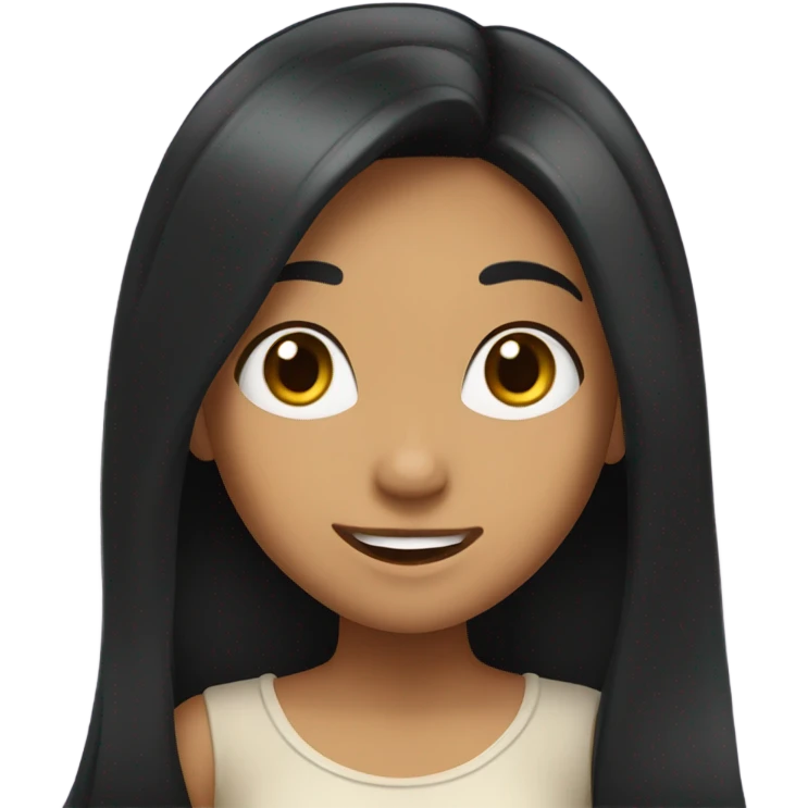 a girl with long black hair olive skinned happy expression st emoji