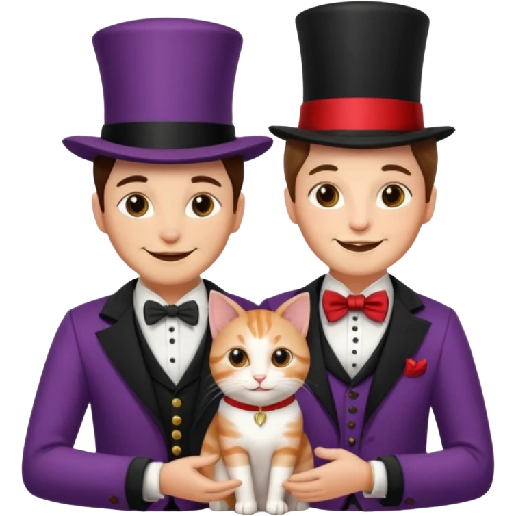 magician couple and their pet cat emoji