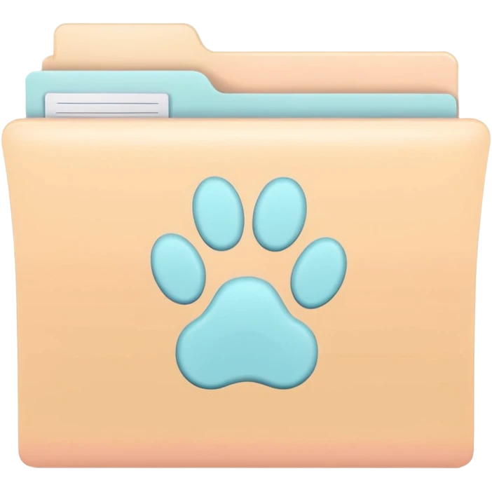 a pastel folder of documents with a pawprint on it emoji