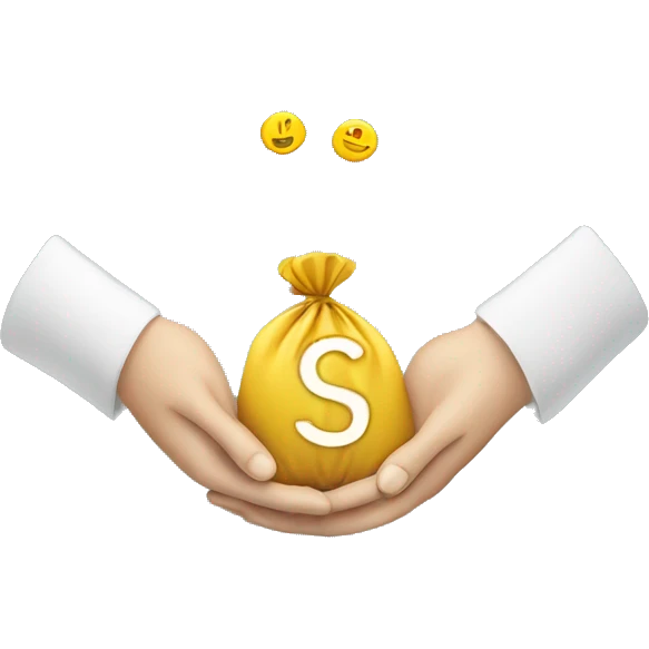 Giving back to charity, hands giving back money emoji
