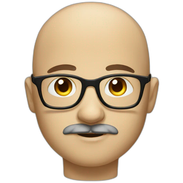 Young bald man with glasses and mustach emoji