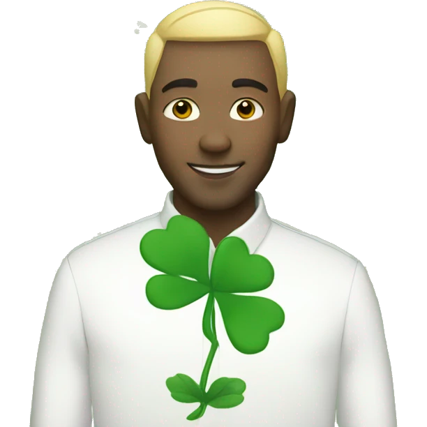 white man with clover emoji