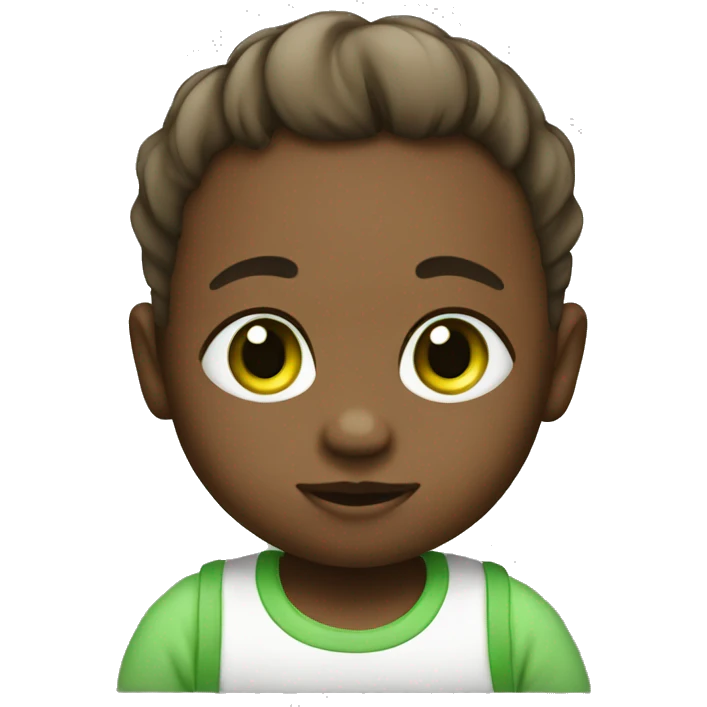 Baby boy with green emoji