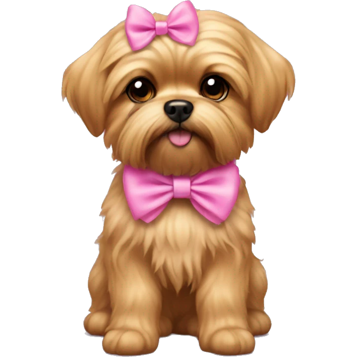 golden shorkie wearing pink bow emoji