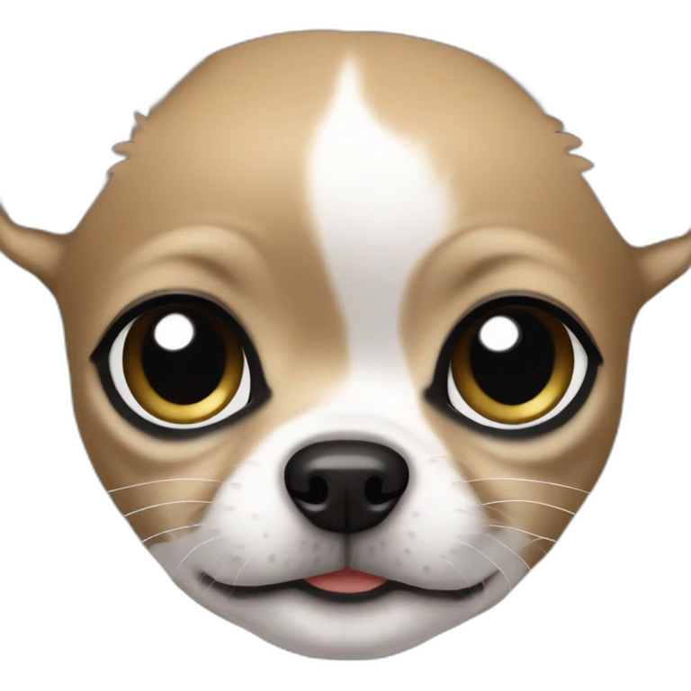 girly chihuahua colour khaki with a white line in her head and her pupil is full black and white emoji