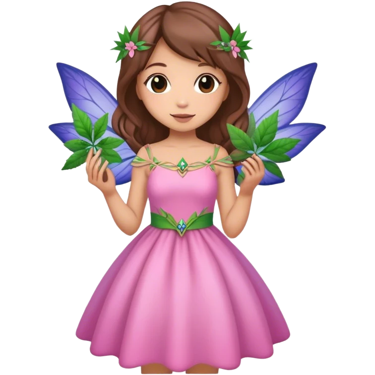pink, green indigo irish weed fairy with brown hair  emoji