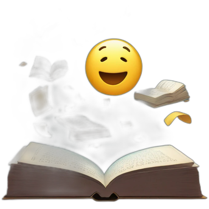 a fun book with flying letters emoji