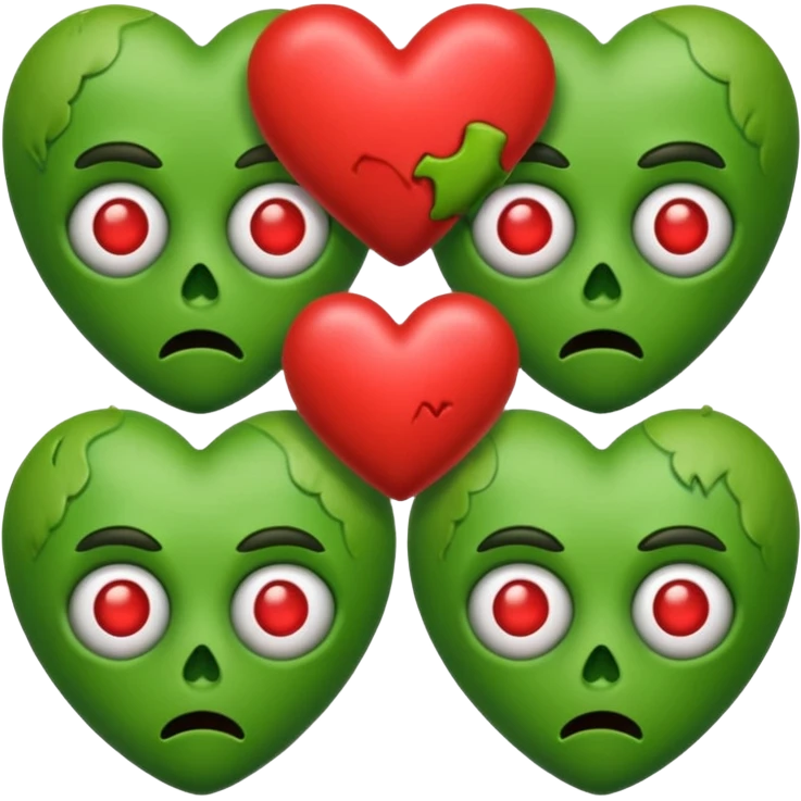 Zombies made out of heart emojies fighting with green skin emoji