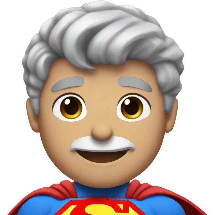 Superman flexing with grey hair and blue eyes emoji