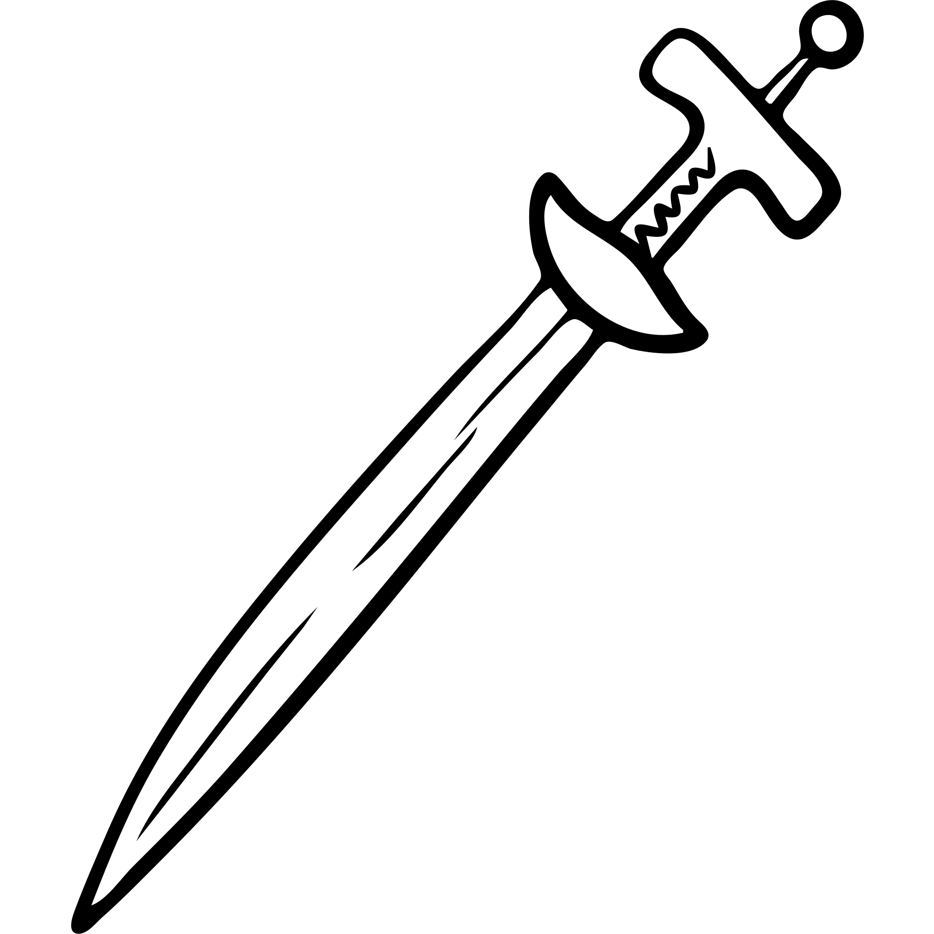 A sickle attached to the end of a rifle as a bayonet weapon emoji