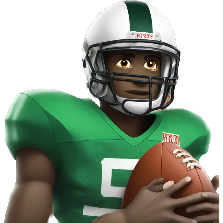 Football player in green and white jersey, facing off with football player in orange and black jersey emoji
