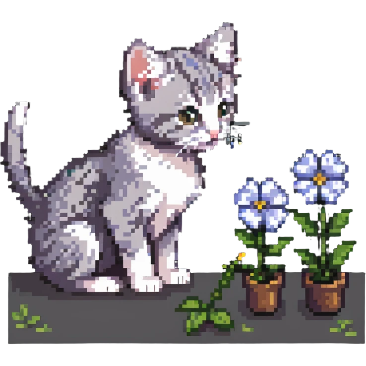 Kitten smells flowers emoji