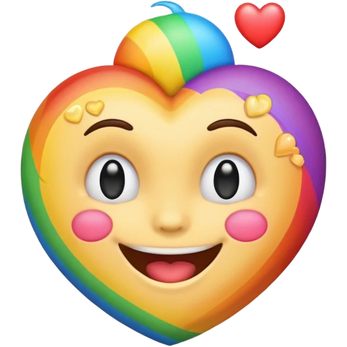 smiling face with a heart popping out, heart is rainbow colored emoji