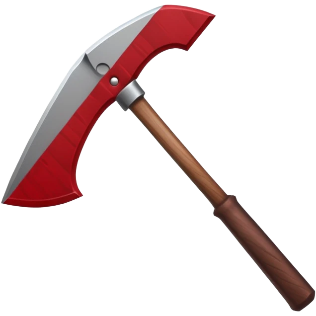 Minecraft hoe with brown handle and ruby red blade emoji
