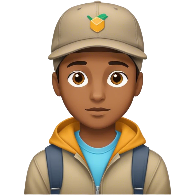 a young man with a very urban-style cap, with unfamiliar colors emoji
