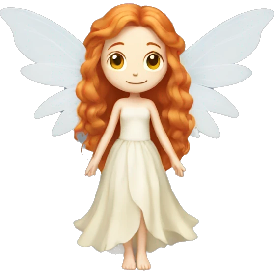 a white skin fairy, long ginger hair and wings emoji