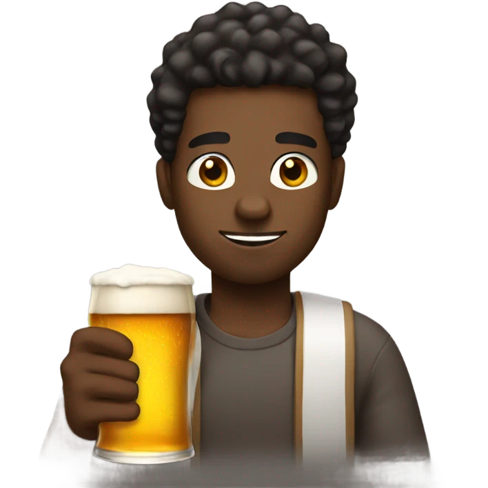 Black guy holding beer emoji