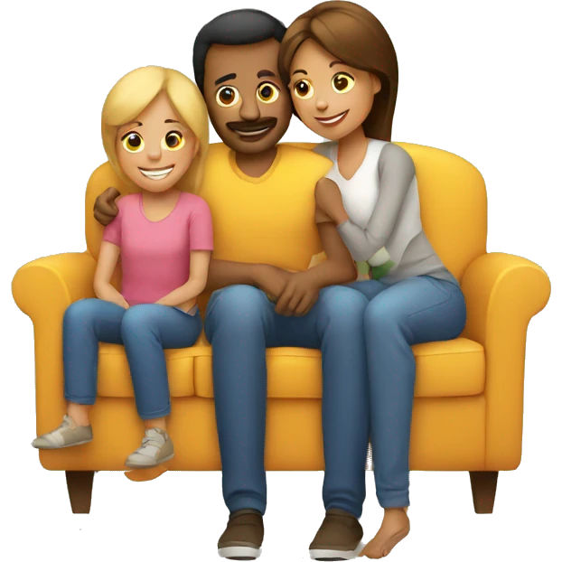mom and dad and kid on couch emoji