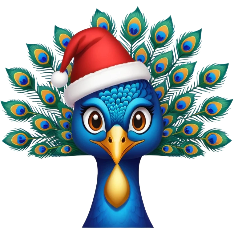 Peacock with a Christmas hat emoji