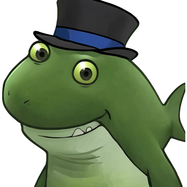 Shark with a top hat emoji
