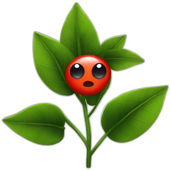 Plants black with one eye and red leaf emoji
