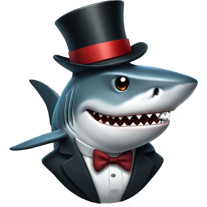 Shark with a top hat emoji