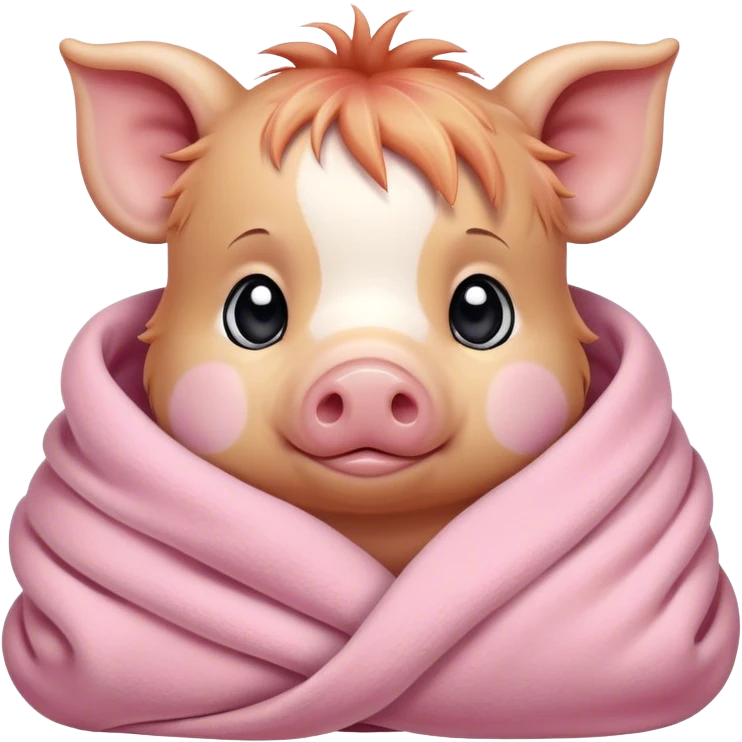 baby kunekune pig cozy in a blanket emoji