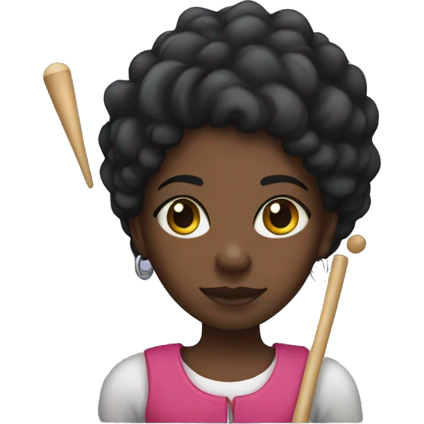 black girl with a drumstick emoji