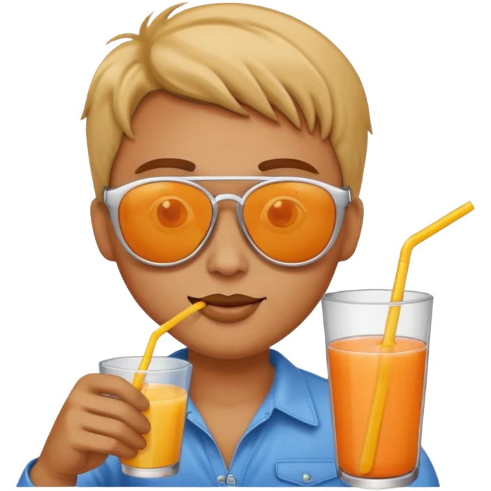 Sun is wearing sunglasses and drinking juice with stra emoji