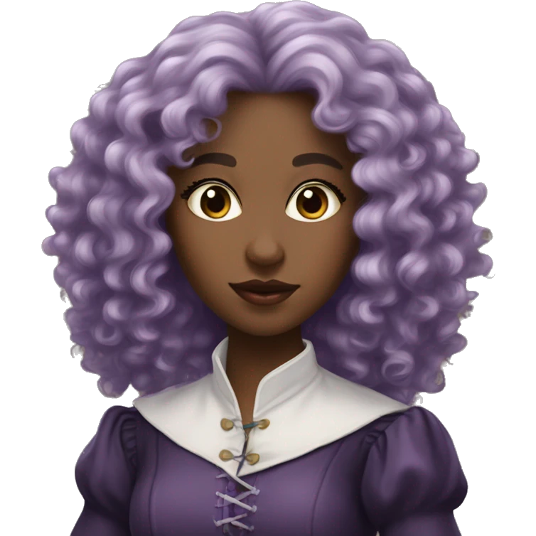 Three musketeers dark black women lilac curly hair emoji