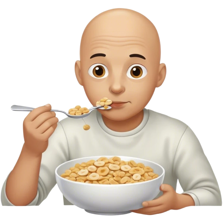 Bald guy eating cereal emoji