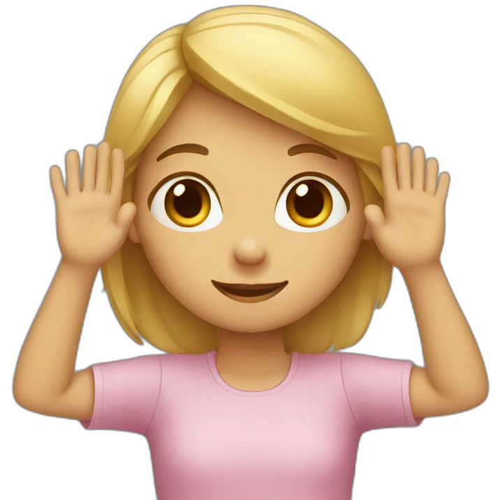 A girl holding her hand above her head emoji