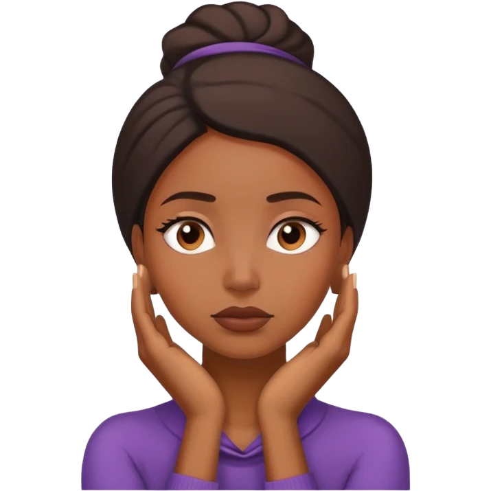 Black women with her hands over her neck emoji