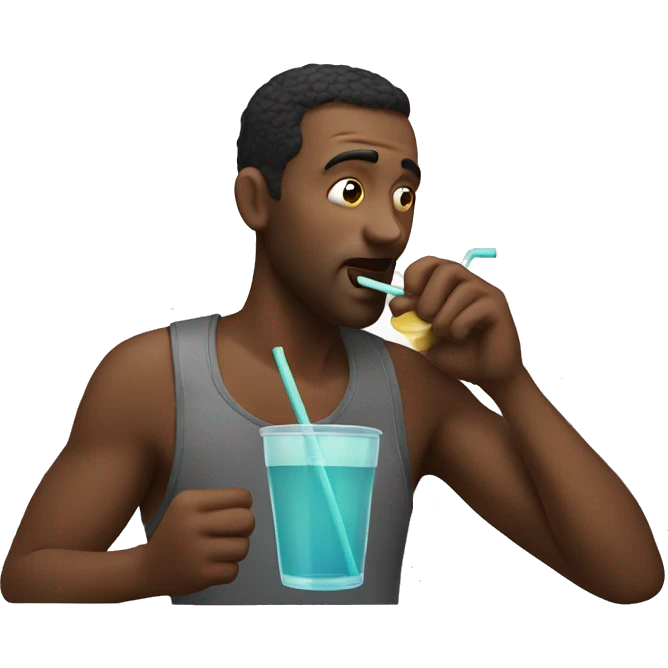 man sipping from drink with a straw emoji