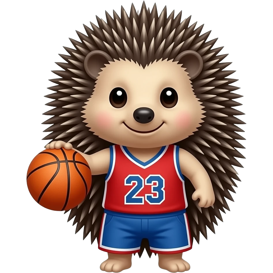 Hedgehog with  jersey , playing basketball  front facing emoji