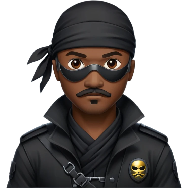 african-american mustache mercenary black eyepatch ninja hacker terminal command center emoji