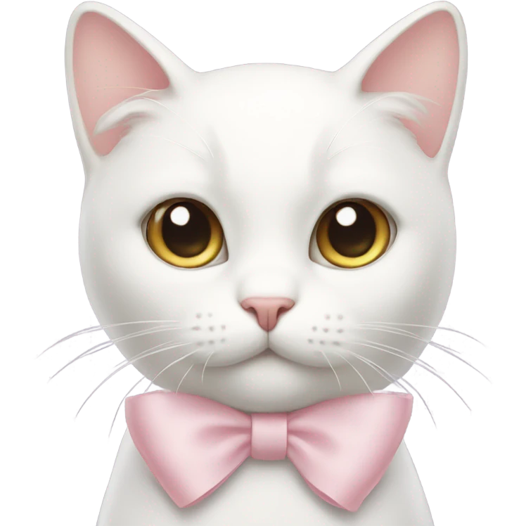 White cat with a light pink bow emoji