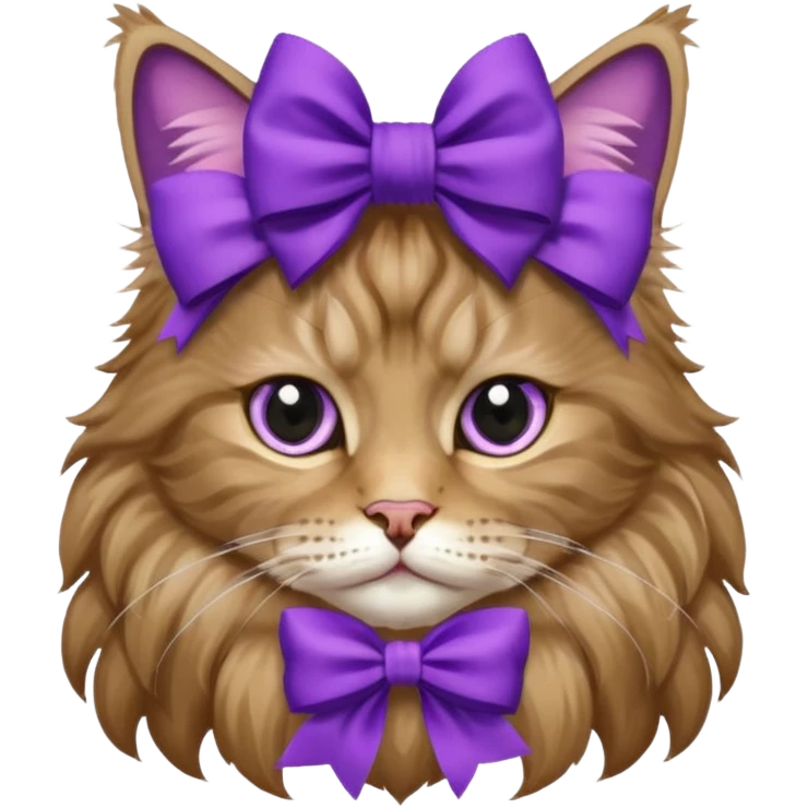 Mainee-coon with purple bow on head emoji