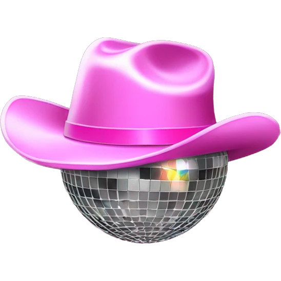 disco ball with pink cowboy hat emoji
