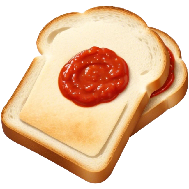 slice of bread with with a line small amount of tomatoe sauce on top emoji