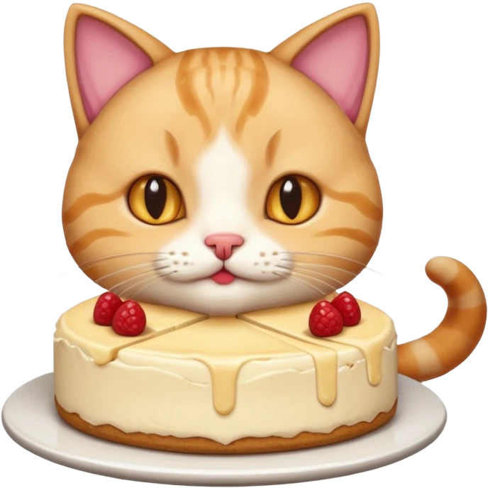 A cat eating cheesecake really cute with among us shirt emoji
