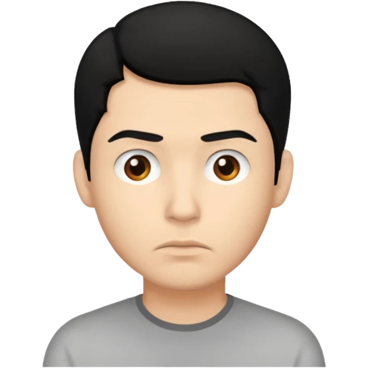 ligth man black hair  thinking emoji