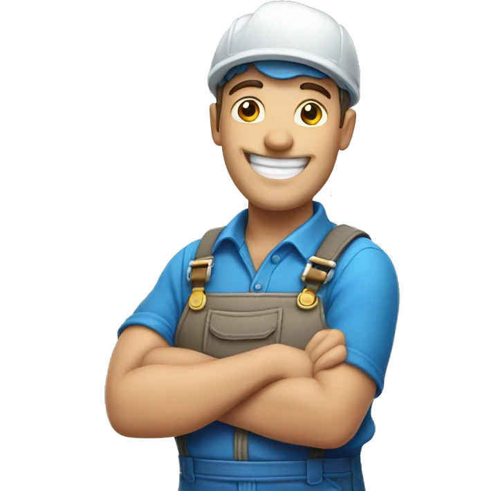 happy plumber with blue emoji