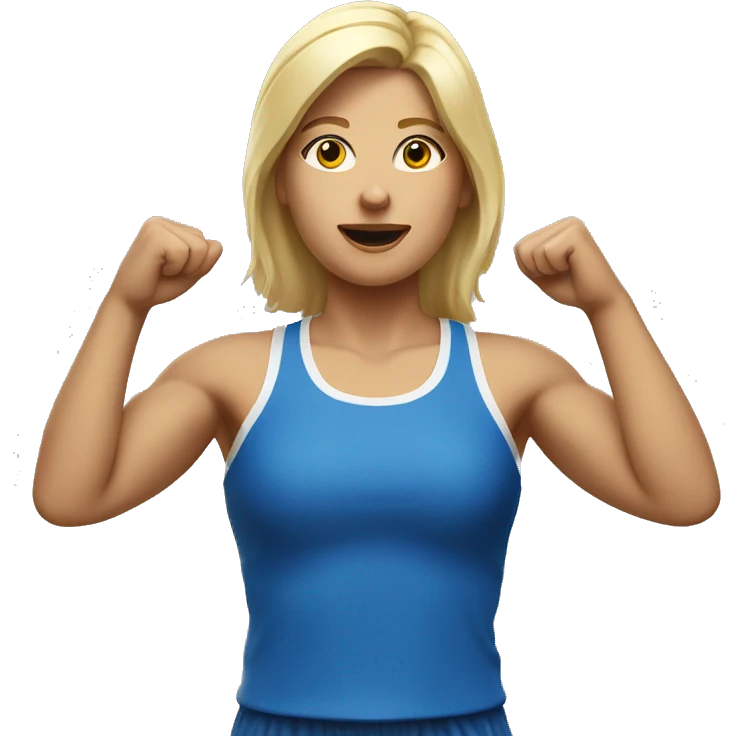 blonde woman in sport top raising her hand emoji