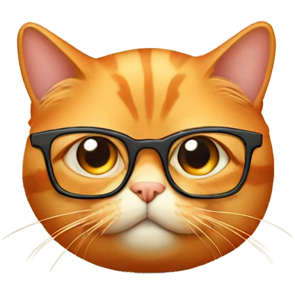 Fat orange cat with glasses emoji
