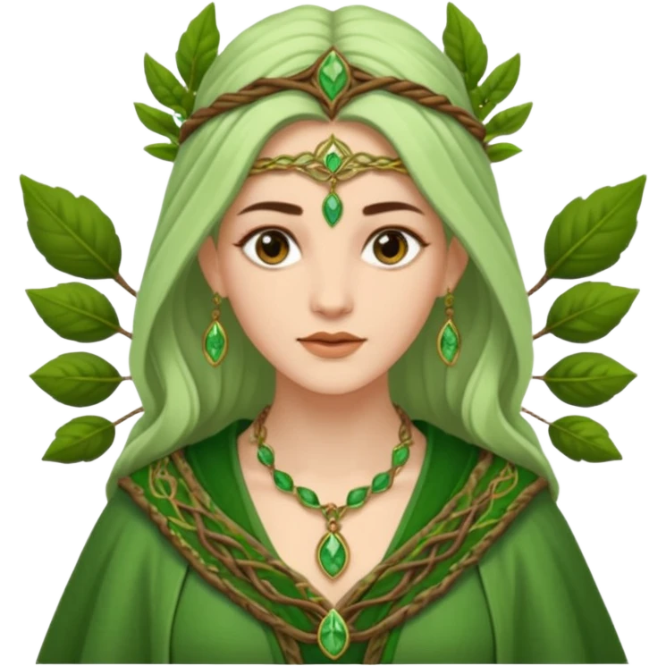Leaf-necklace druid queen emoji