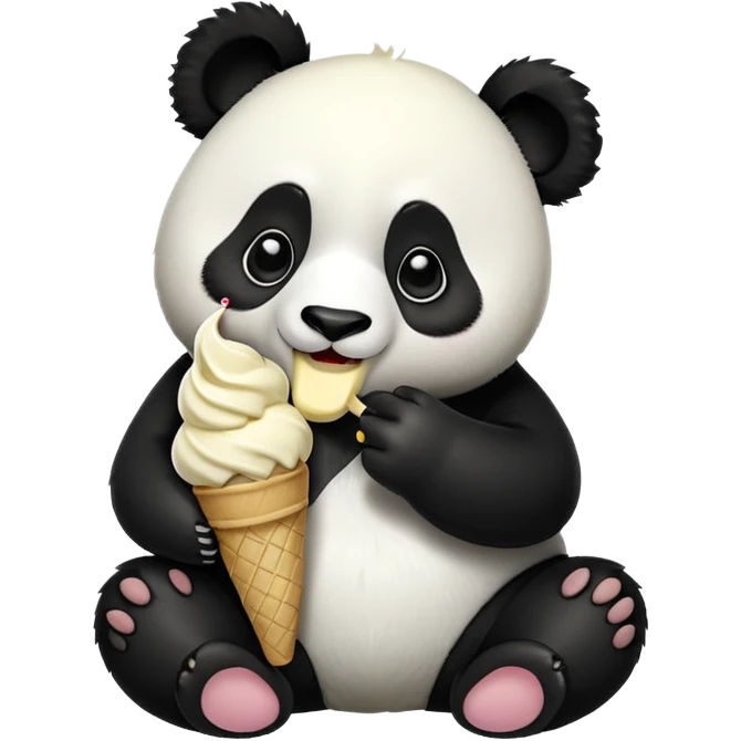 Panda eating ice cream emoji