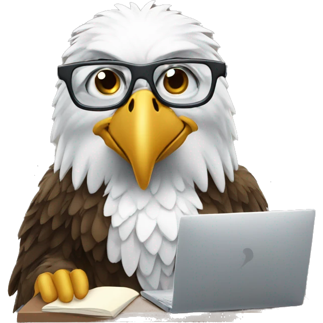 eagle with glasses working on computer emoji