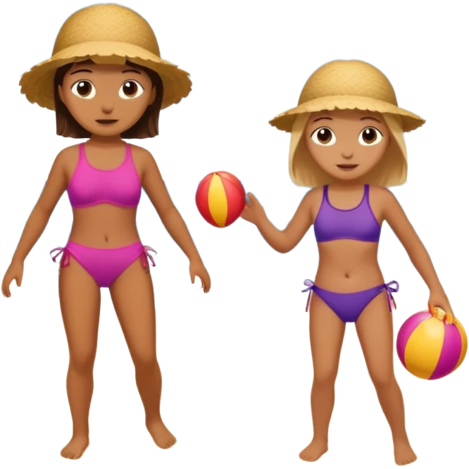 una niña y un niño jugando en la playa emoji
