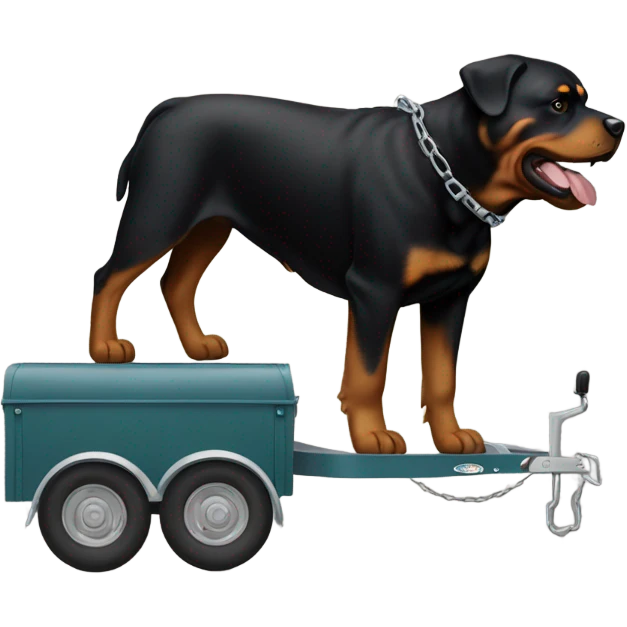 Rottweiler pulling a trailer  emoji